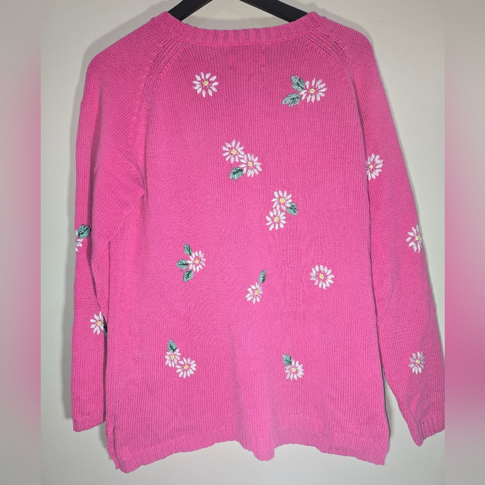 Vintage Quacker Factory Embroidered Flower Sweater Medium - Picture 5 of 6